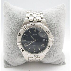 Women Croton 23k Gold Plated Quartz WR Analog 35mm Watch (H820) "New Battery"